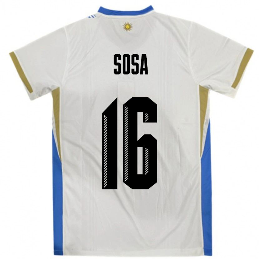 Danxen Kinder Uruguay Santiago Sosa #16 Weiß Blau Auswärtstrikot Trikot 24-26 T-Shirt Schweiz