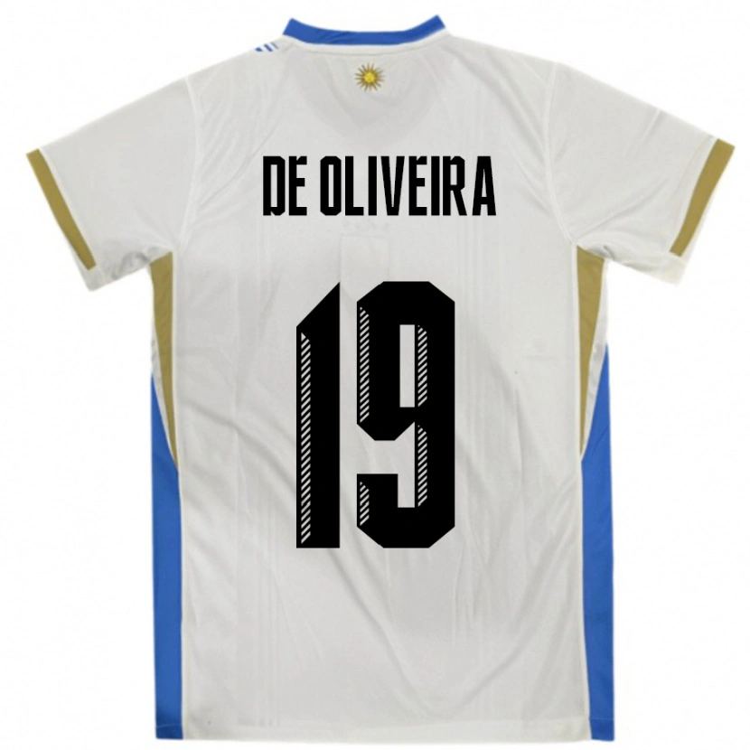 Danxen Kinder Uruguay Emiliano De Oliveira #19 Weiß Blau Auswärtstrikot Trikot 24-26 T-Shirt Schweiz