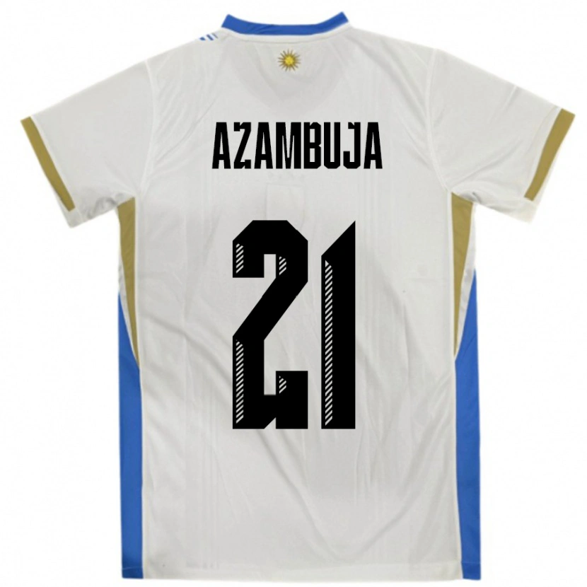 Danxen Kinder Uruguay Nicolas Azambuja #21 Weiß Blau Auswärtstrikot Trikot 24-26 T-Shirt Schweiz