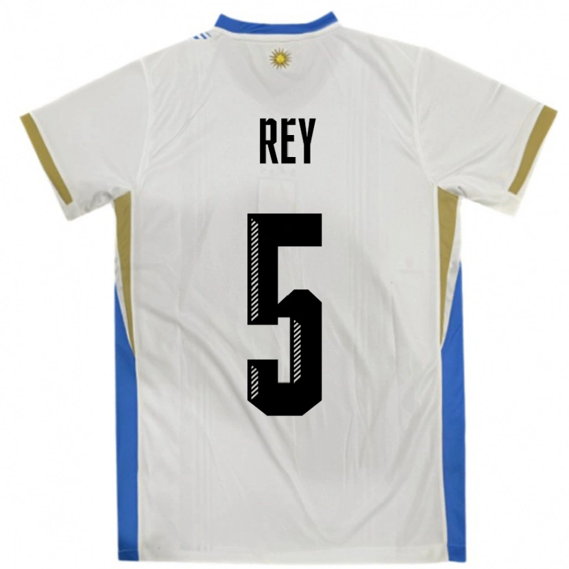 Danxen Kinder Uruguay Rodrigo Rey #5 Weiß Blau Auswärtstrikot Trikot 24-26 T-Shirt Schweiz