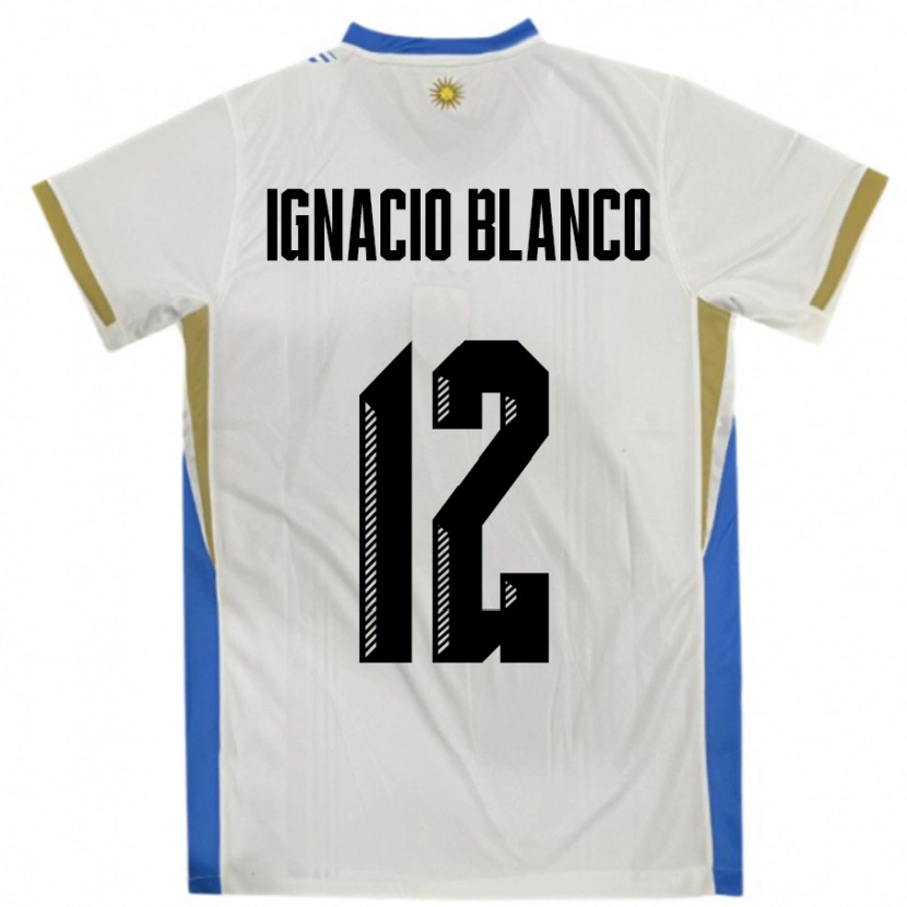 Danxen Kinder Uruguay Juan Ignacio Blanco #12 Weiß Blau Auswärtstrikot Trikot 24-26 T-Shirt Schweiz