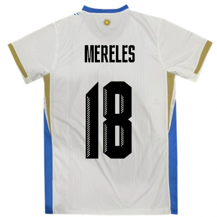 Danxen Kinder Uruguay Exequiel Mereles #18 Weiß Blau Auswärtstrikot Trikot 24-26 T-Shirt Schweiz