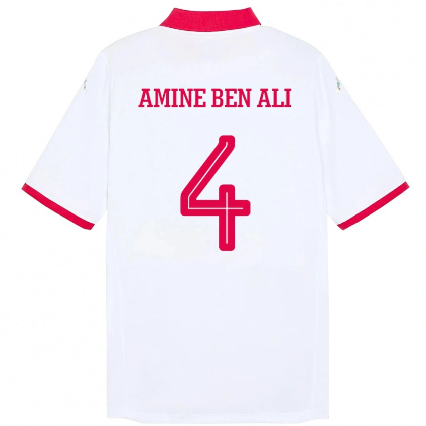 Danxen Kinder Tunesien Mohamed Amine Ben Ali #4 Weiß Auswärtstrikot Trikot 24-26 T-Shirt Schweiz