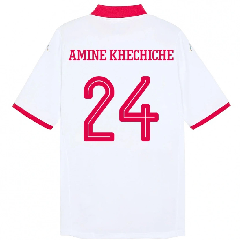 Danxen Kinder Tunesien Mohamed Amine Khechiche #24 Weiß Auswärtstrikot Trikot 24-26 T-Shirt Schweiz