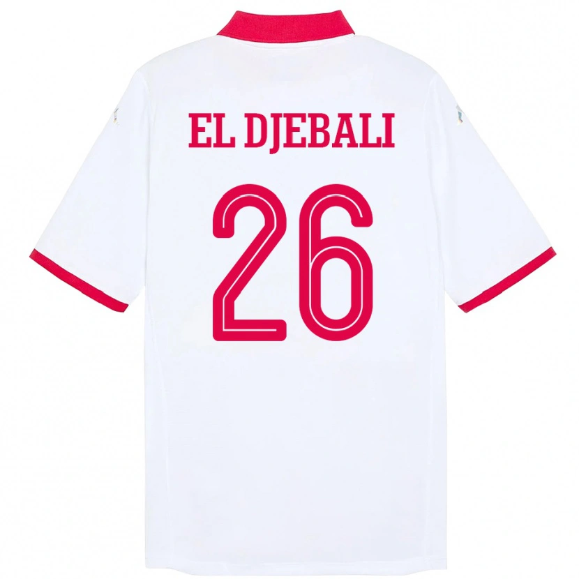 Danxen Kinder Tunesien Chaim El Djebali #26 Weiß Auswärtstrikot Trikot 24-26 T-Shirt Schweiz