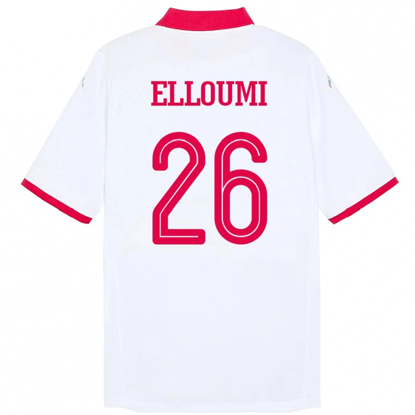 Danxen Kinder Tunesien Khalil Elloumi #26 Weiß Auswärtstrikot Trikot 24-26 T-Shirt Schweiz