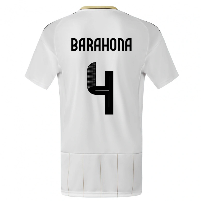 Danxen Kinder Costa Rica Carlos Barahona #4 Weiß Auswärtstrikot Trikot 24-26 T-Shirt Schweiz