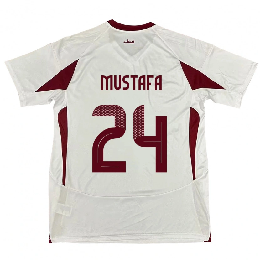Danxen Kinder Katar Mustafa Mashaal #24 Weiß Auswärtstrikot Trikot 24-26 T-Shirt Schweiz