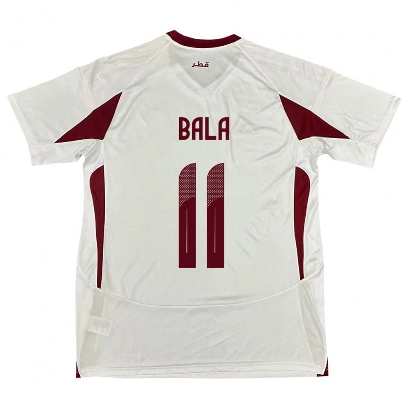 Danxen Kinder Katar Younis Bala #11 Weiß Auswärtstrikot Trikot 24-26 T-Shirt Schweiz