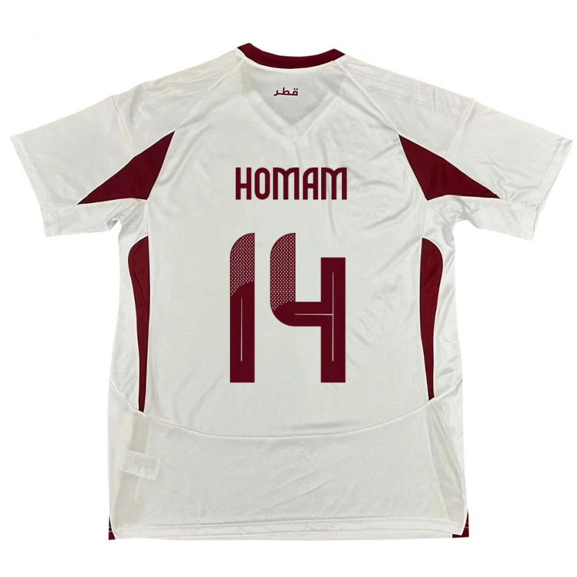 Danxen Kinder Katar Homam Ahmed #14 Weiß Auswärtstrikot Trikot 24-26 T-Shirt Schweiz
