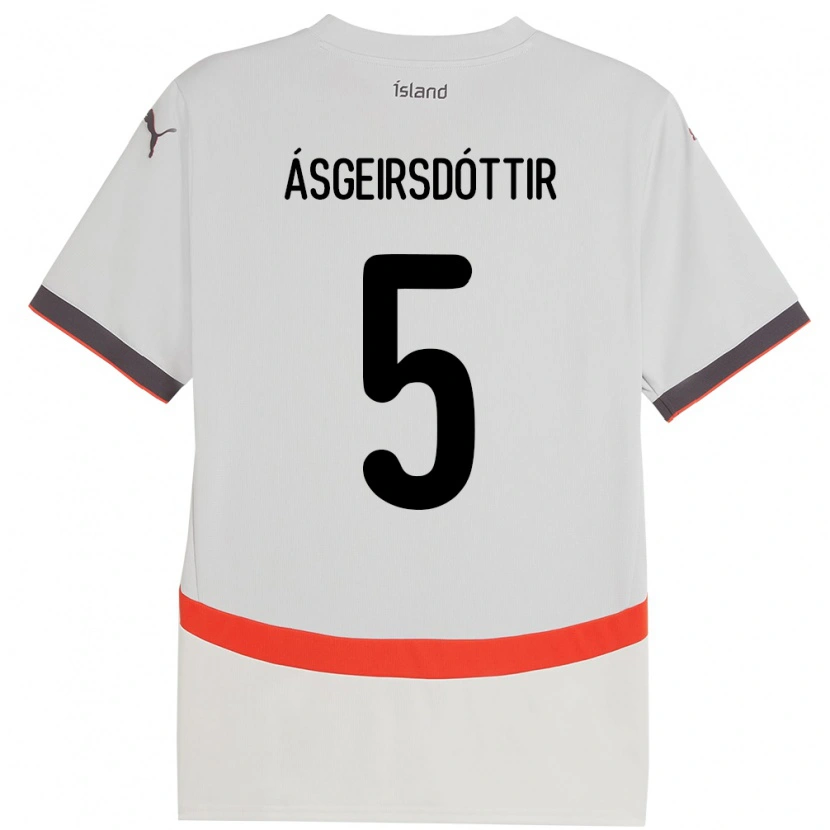 Danxen Kinder Island Emilía Kiær Ásgeirsdóttir #5 Weiß Auswärtstrikot Trikot 24-26 T-Shirt Schweiz