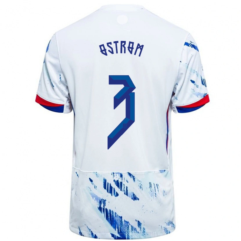 Danxen Kinder Norwegen Robin Østrøm #3 Weiß Blau Auswärtstrikot Trikot 24-26 T-Shirt Schweiz
