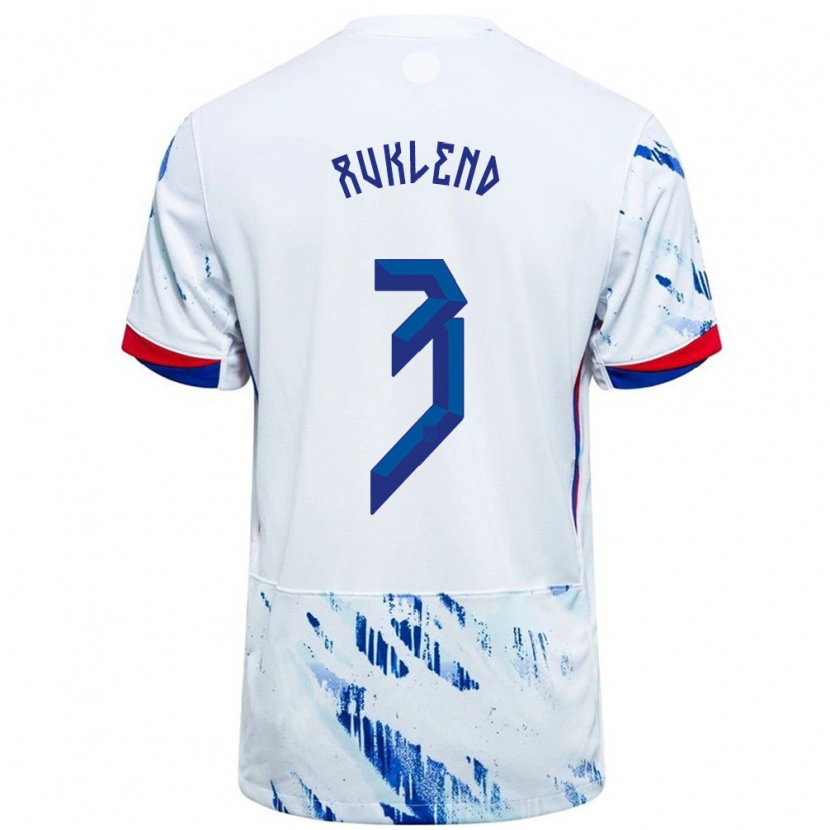 Danxen Kinder Norwegen Vetle Auklend #3 Weiß Blau Auswärtstrikot Trikot 24-26 T-Shirt Schweiz