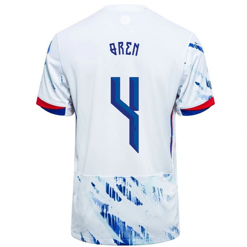 Danxen Kinder Norwegen Mathias Øren #4 Weiß Blau Auswärtstrikot Trikot 24-26 T-Shirt Schweiz
