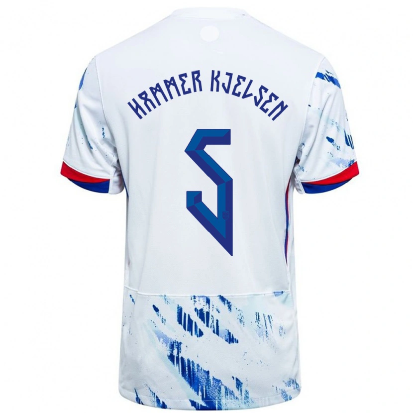 Danxen Kinder Norwegen Aleksander Hammer Kjelsen #5 Weiß Blau Auswärtstrikot Trikot 24-26 T-Shirt Schweiz