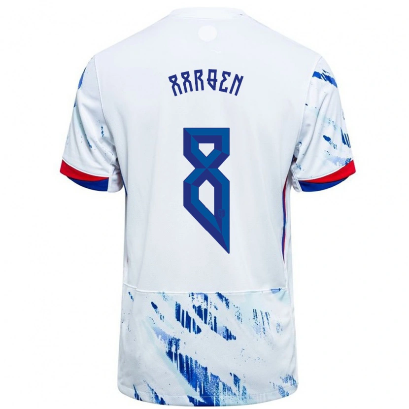 Danxen Kinder Norwegen Isak Hansen-Aarøen #8 Weiß Blau Auswärtstrikot Trikot 24-26 T-Shirt Schweiz