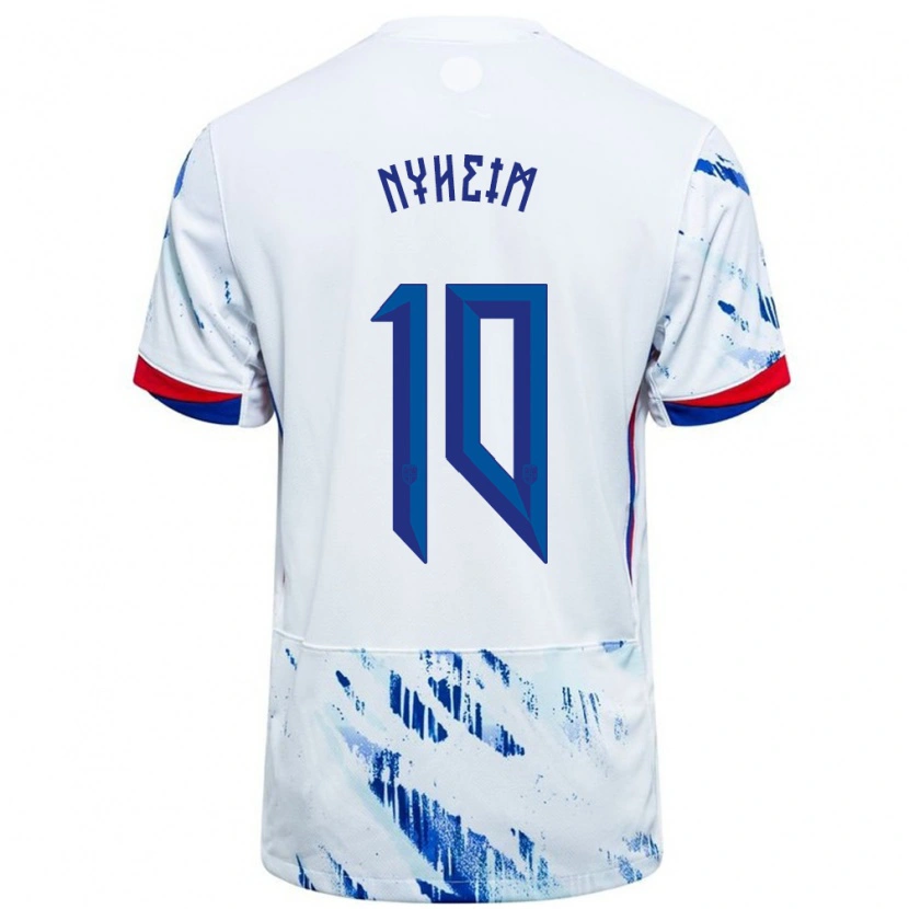 Danxen Kinder Norwegen Gustav Nyheim #10 Weiß Blau Auswärtstrikot Trikot 24-26 T-Shirt Schweiz