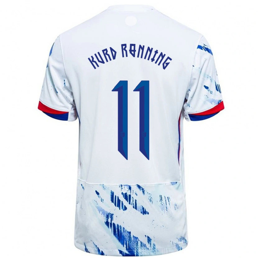 Danxen Kinder Norwegen Adrian Kurd Rønning #11 Weiß Blau Auswärtstrikot Trikot 24-26 T-Shirt Schweiz