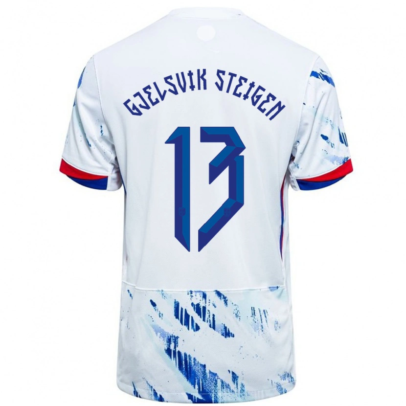 Danxen Kinder Norwegen Rasmus Gjelsvik Steigen #13 Weiß Blau Auswärtstrikot Trikot 24-26 T-Shirt Schweiz