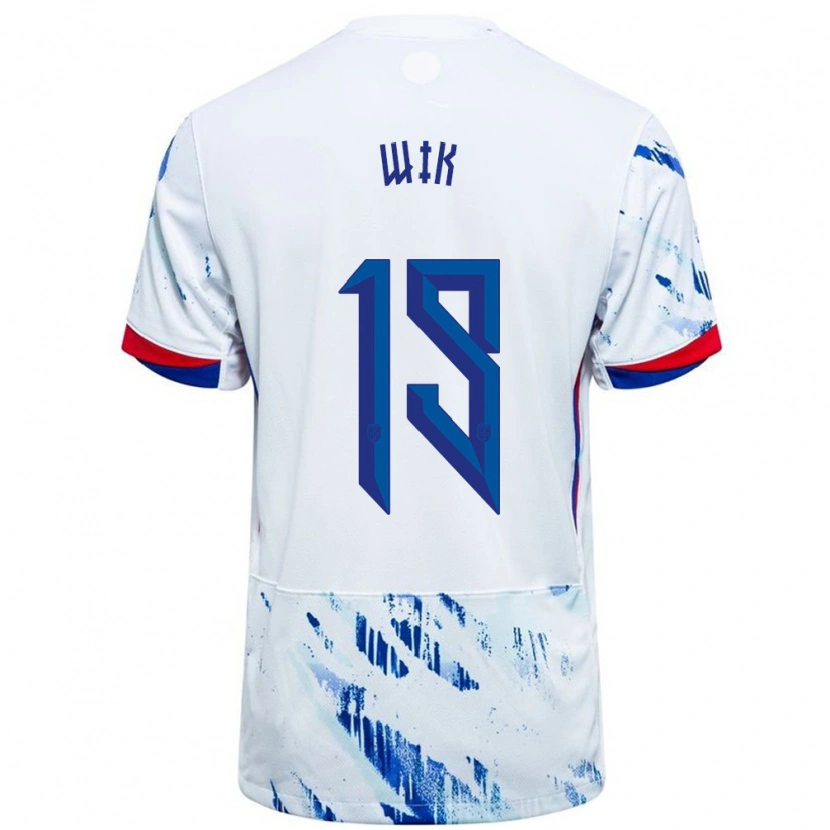 Danxen Kinder Norwegen Nicholas Wik #19 Weiß Blau Auswärtstrikot Trikot 24-26 T-Shirt Schweiz