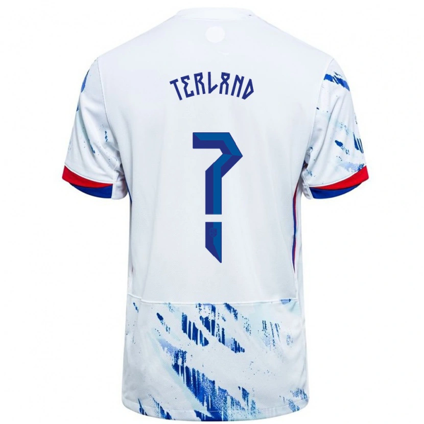 Danxen Kinder Norwegen Elisabeth Terland #0 Weiß Blau Auswärtstrikot Trikot 24-26 T-Shirt Schweiz