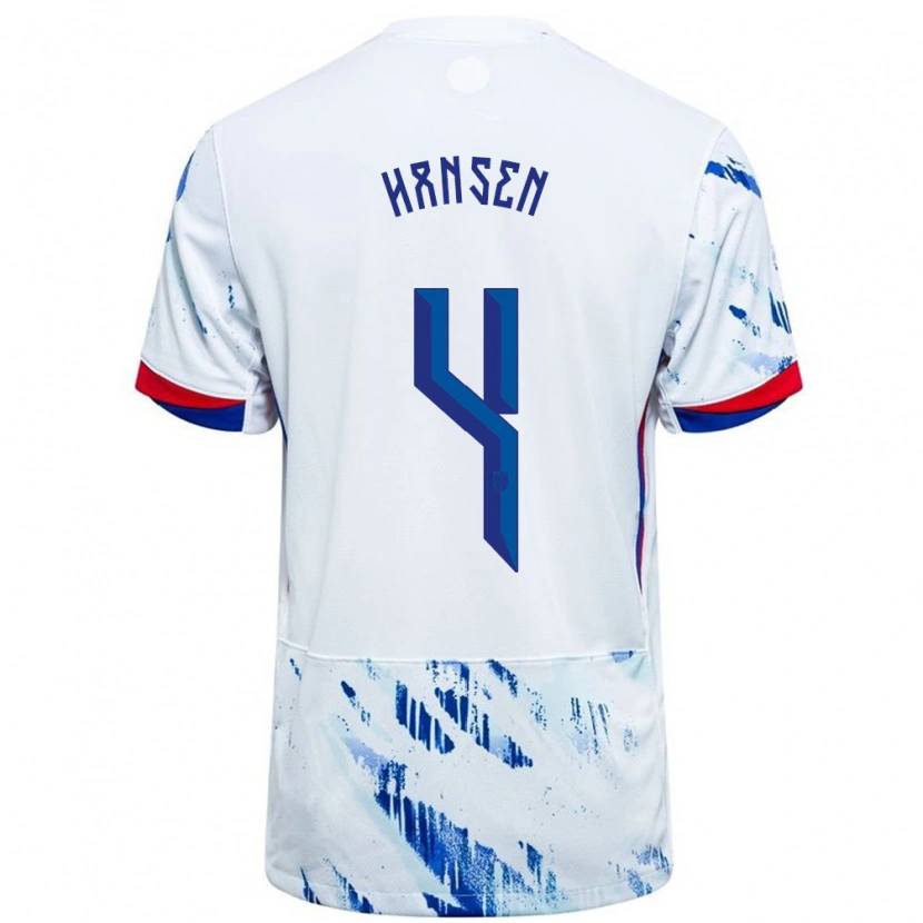 Danxen Kinder Norwegen Tuva Hansen #4 Weiß Blau Auswärtstrikot Trikot 24-26 T-Shirt Schweiz
