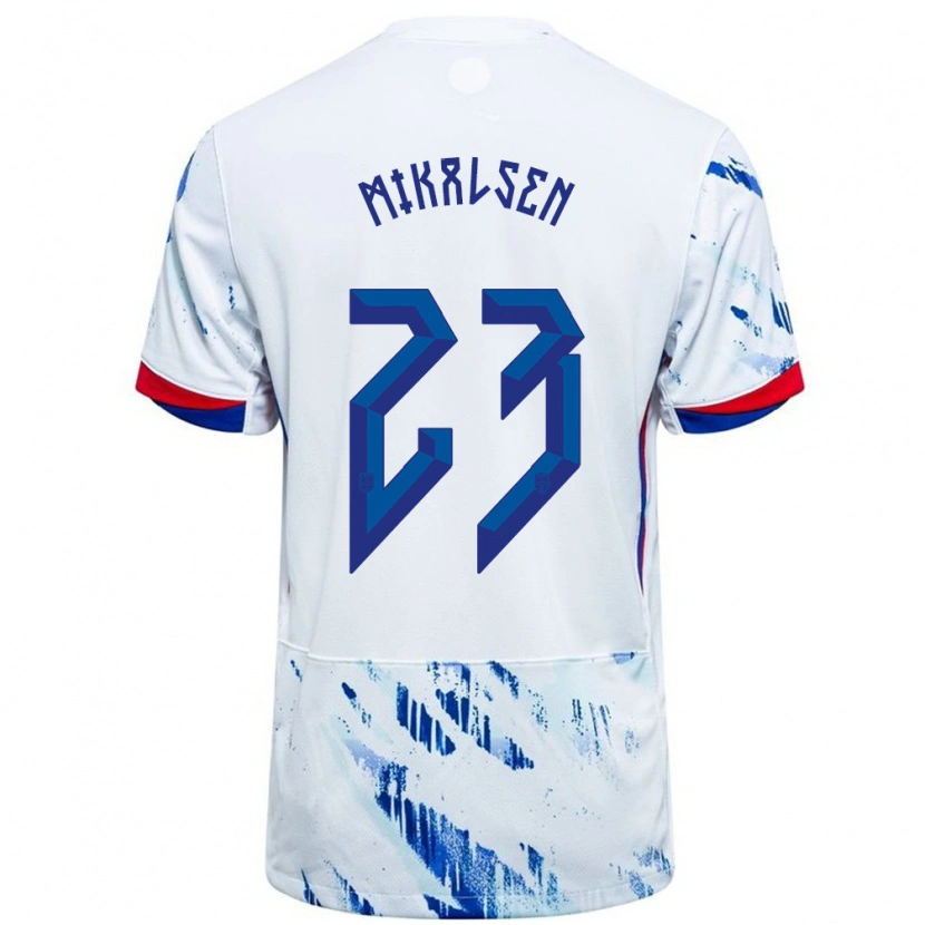 Danxen Kinder Norwegen Aurora Mikalsen #23 Weiß Blau Auswärtstrikot Trikot 24-26 T-Shirt Schweiz