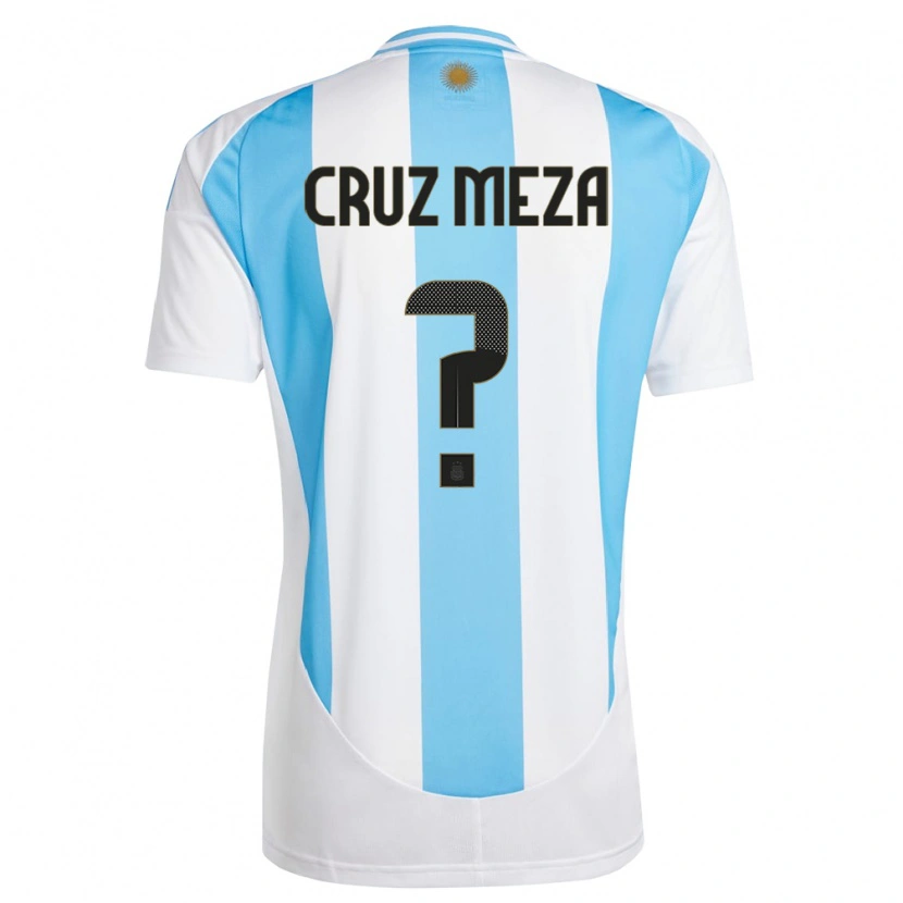 Danxen Herren Argentinien Juan Cruz Meza #0 Weiß Blau Heimtrikot Trikot 24-26 T-Shirt Schweiz