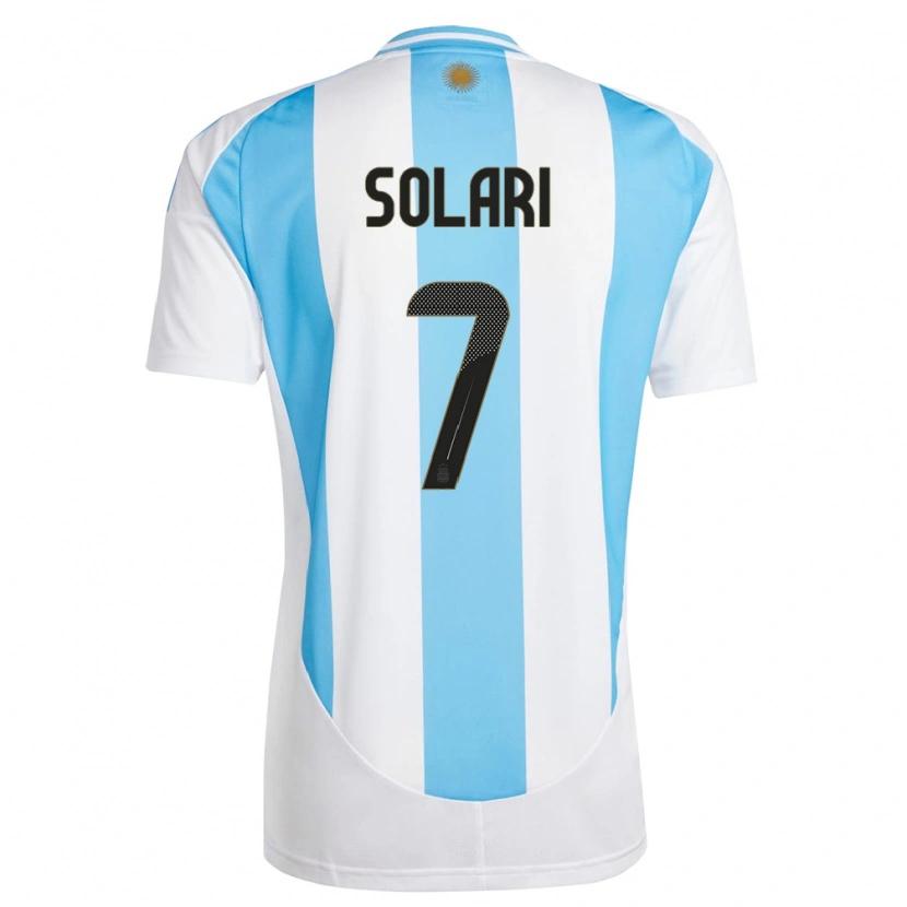 Danxen Herren Argentinien Pablo Solari #7 Weiß Blau Heimtrikot Trikot 24-26 T-Shirt Schweiz