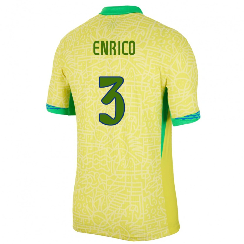 Danxen Herren Brasilien Enrico #3 Gelb Heimtrikot Trikot 24-26 T-Shirt Schweiz