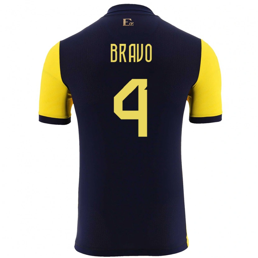 Danxen Herren Ecuador Jhon Bravo #4 Gelb Heimtrikot Trikot 24-26 T-Shirt Schweiz