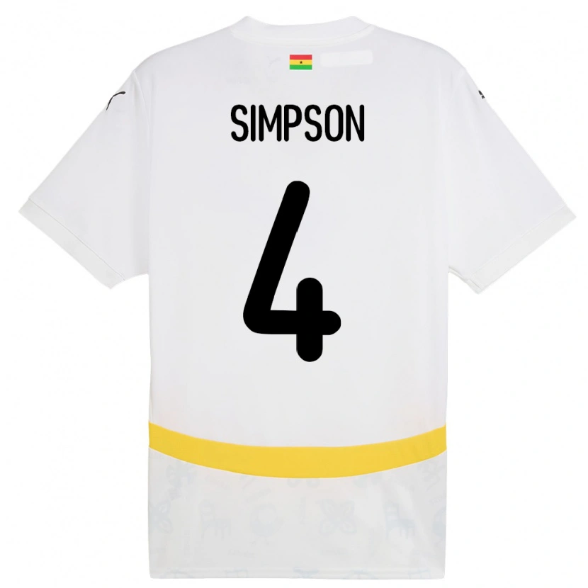 Danxen Herren Ghana Razak Simpson #4 Weiß Heimtrikot Trikot 24-26 T-Shirt Schweiz