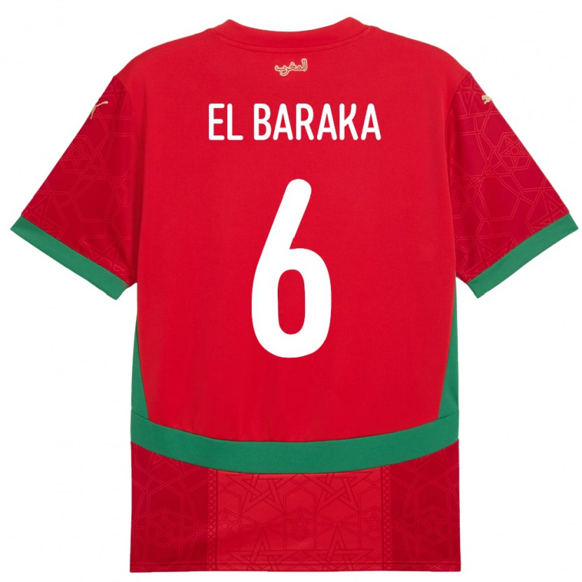 Danxen Herren Marokko Jibril El Baraka #6 Rot Heimtrikot Trikot 24-26 T-Shirt Schweiz