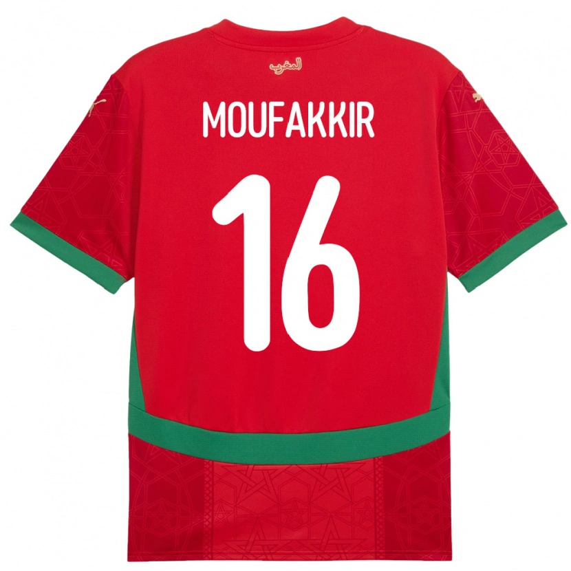 Danxen Herren Marokko Ishak Moufakkir #16 Rot Heimtrikot Trikot 24-26 T-Shirt Schweiz
