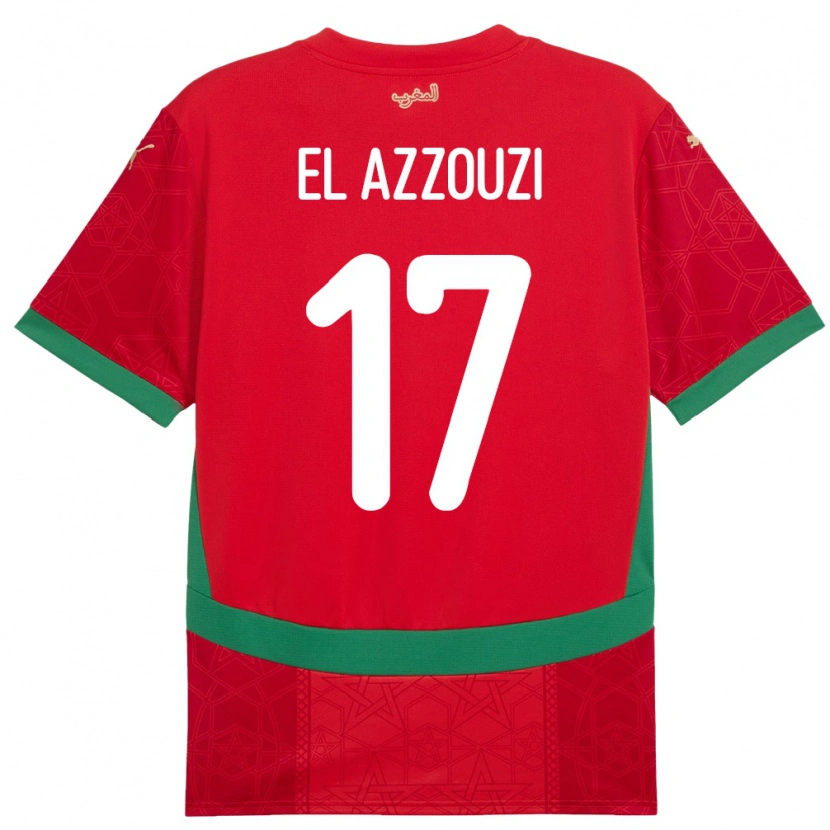 Danxen Herren Marokko Oussama El Azzouzi #17 Rot Heimtrikot Trikot 24-26 T-Shirt Schweiz
