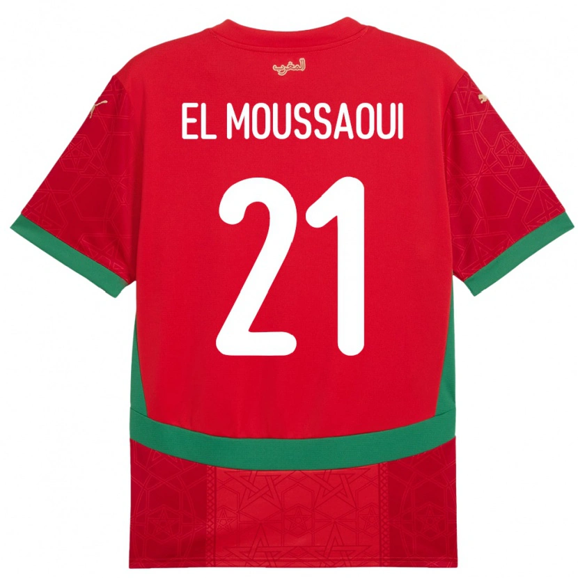 Danxen Herren Marokko Tajeddine El Moussaoui #21 Rot Heimtrikot Trikot 24-26 T-Shirt Schweiz