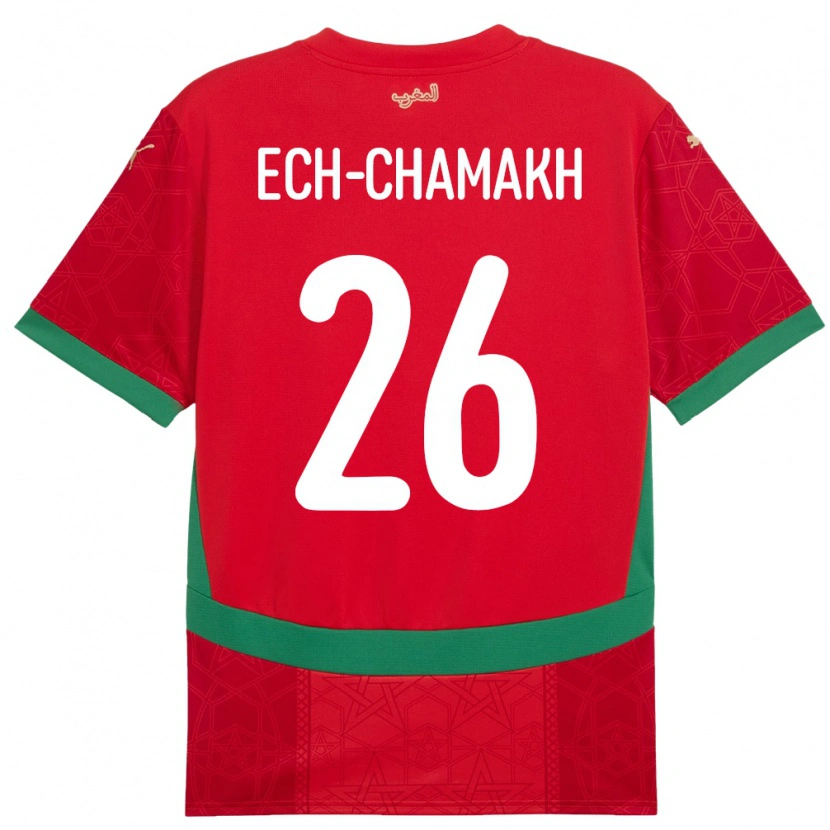 Danxen Herren Marokko Jamal Ech-Chamakh #26 Rot Heimtrikot Trikot 24-26 T-Shirt Schweiz