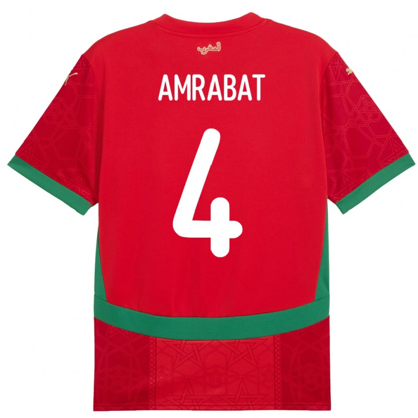 Danxen Herren Marokko Soufiane Amrabat #4 Rot Heimtrikot Trikot 24-26 T-Shirt Schweiz