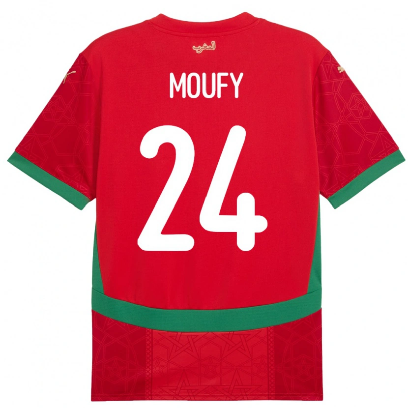 Danxen Herren Marokko Fahd Moufy #24 Rot Heimtrikot Trikot 24-26 T-Shirt Schweiz