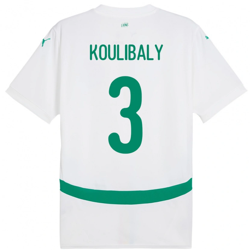 Danxen Herren Senegal Kalidou Koulibaly #3 Weiß Heimtrikot Trikot 24-26 T-Shirt Schweiz