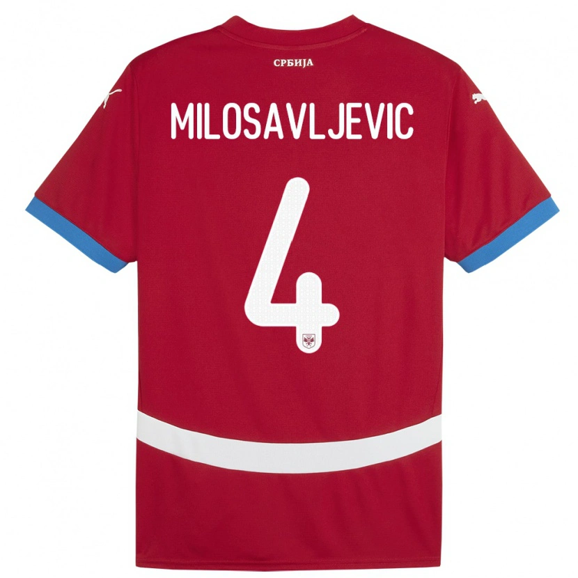 Danxen Herren Serbien Veljko Milosavljevic #4 Rot Heimtrikot Trikot 24-26 T-Shirt Schweiz