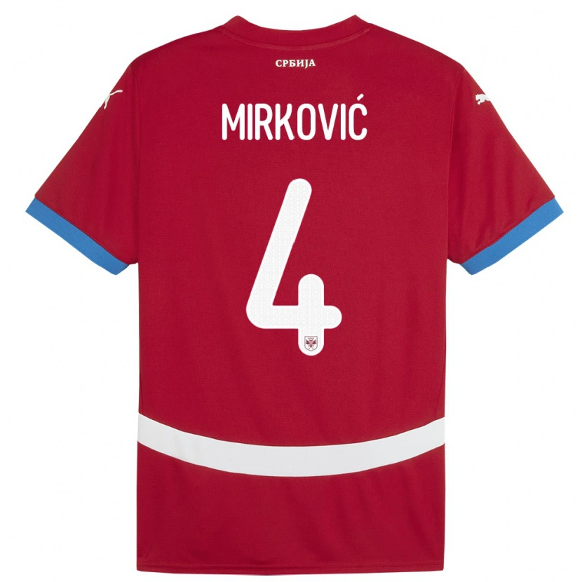 Danxen Herren Serbien Nemanja Mirković #4 Rot Heimtrikot Trikot 24-26 T-Shirt Schweiz