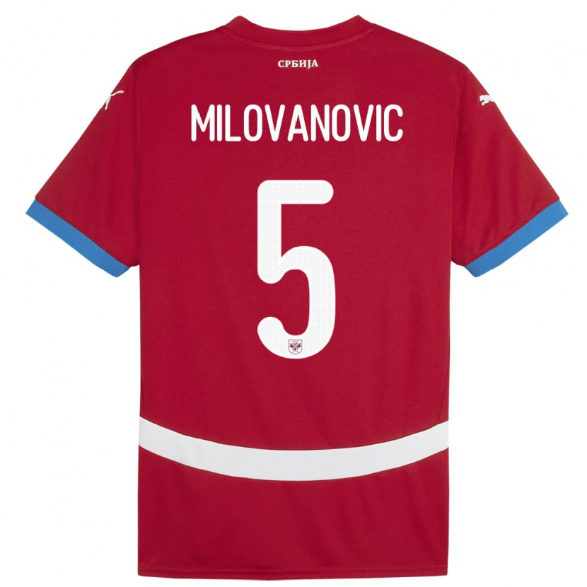 Danxen Herren Serbien Mateja Milovanovic #5 Rot Heimtrikot Trikot 24-26 T-Shirt Schweiz