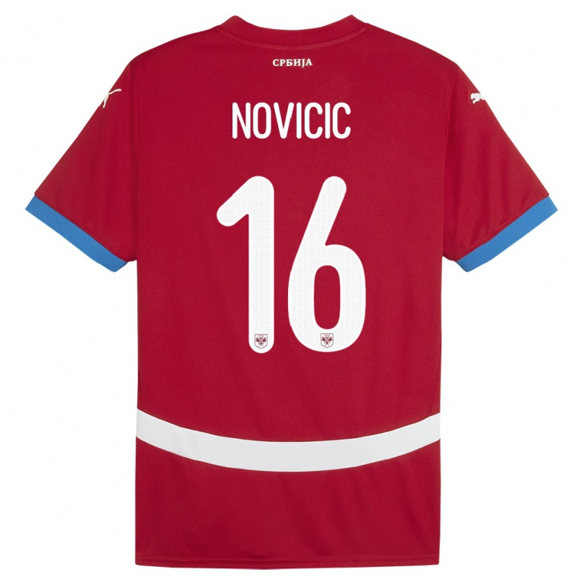 Danxen Herren Serbien Vasilije Novicic #16 Rot Heimtrikot Trikot 24-26 T-Shirt Schweiz