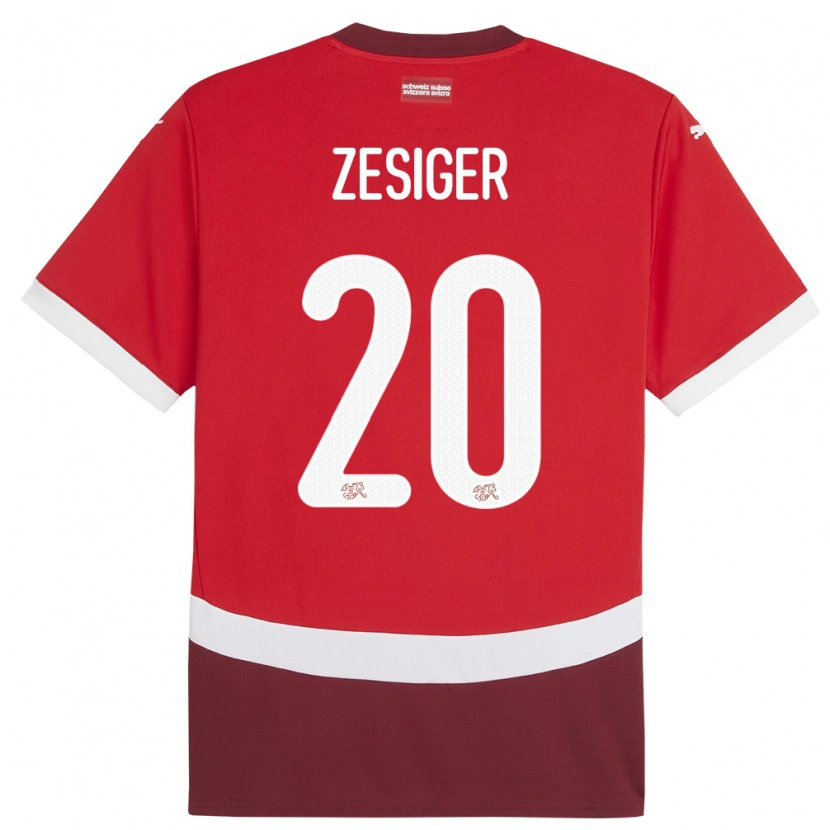 Danxen Herren Schweiz Cédric Zesiger #20 Rot Heimtrikot Trikot 24-26 T-Shirt Schweiz