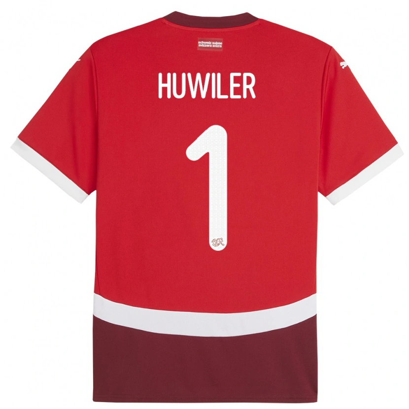 Danxen Herren Schweiz Lionel Huwiler #1 Rot Heimtrikot Trikot 24-26 T-Shirt Schweiz