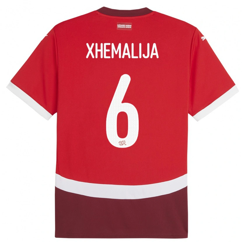 Danxen Herren Schweiz Demir Xhemalija #6 Rot Heimtrikot Trikot 24-26 T-Shirt Schweiz