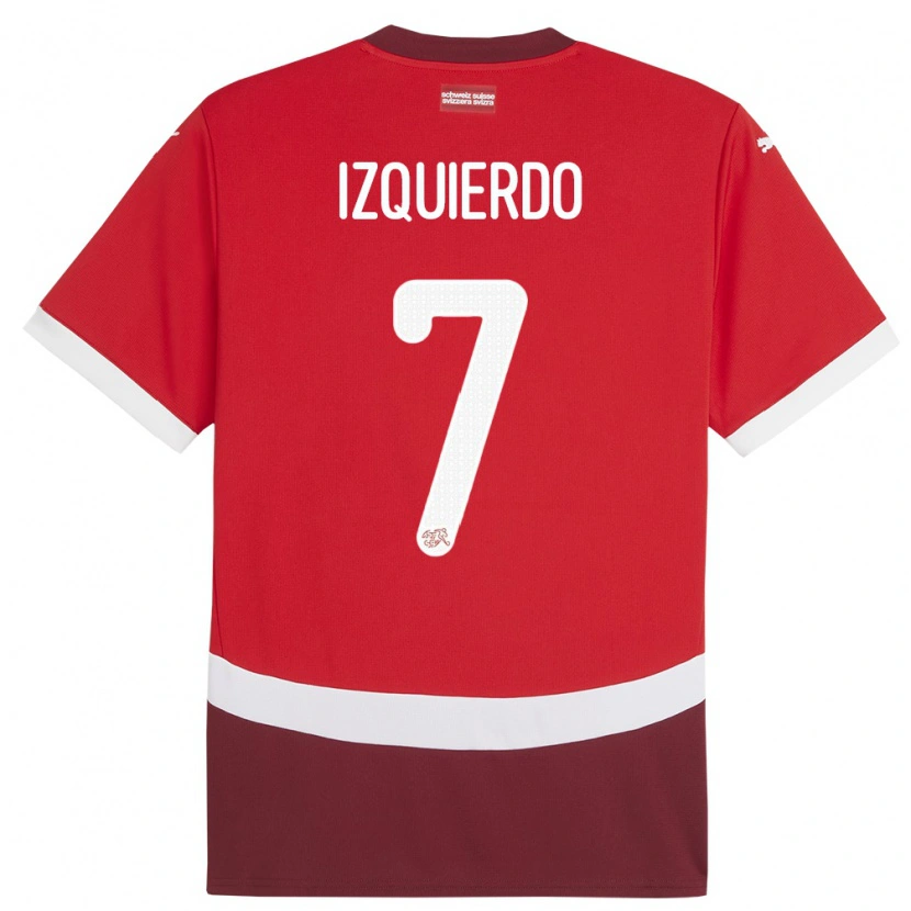 Danxen Herren Schweiz Ivan Izquierdo #7 Rot Heimtrikot Trikot 24-26 T-Shirt Schweiz