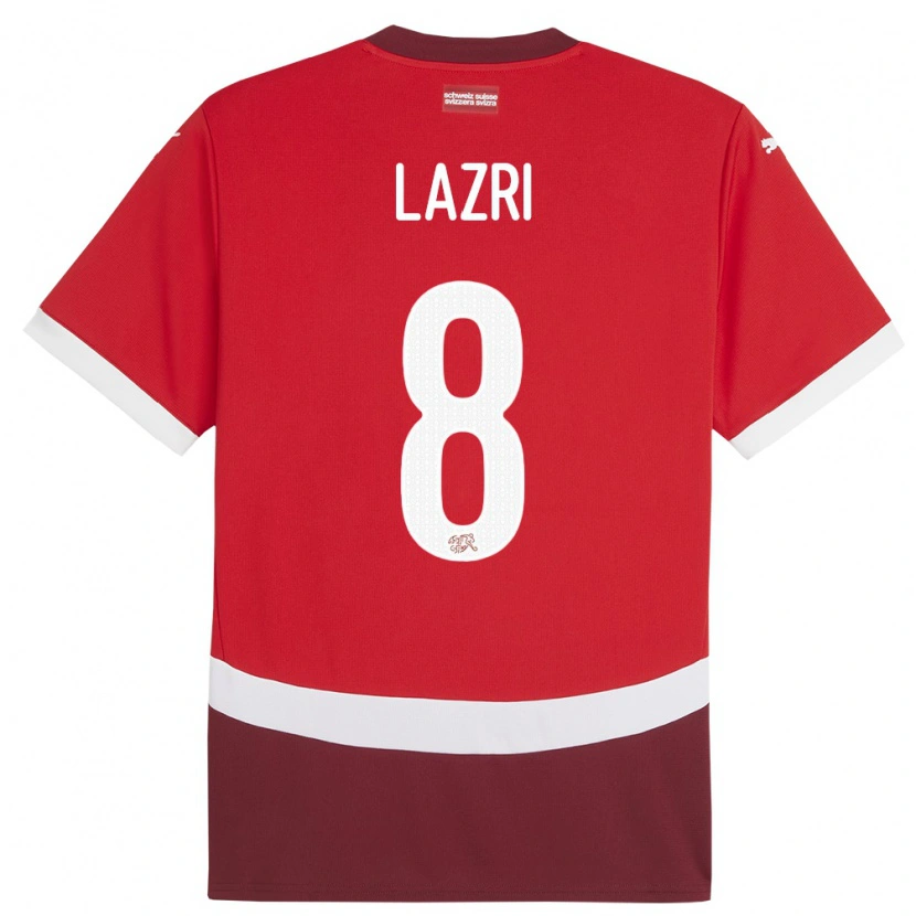 Danxen Herren Schweiz Nico Lazri #8 Rot Heimtrikot Trikot 24-26 T-Shirt Schweiz