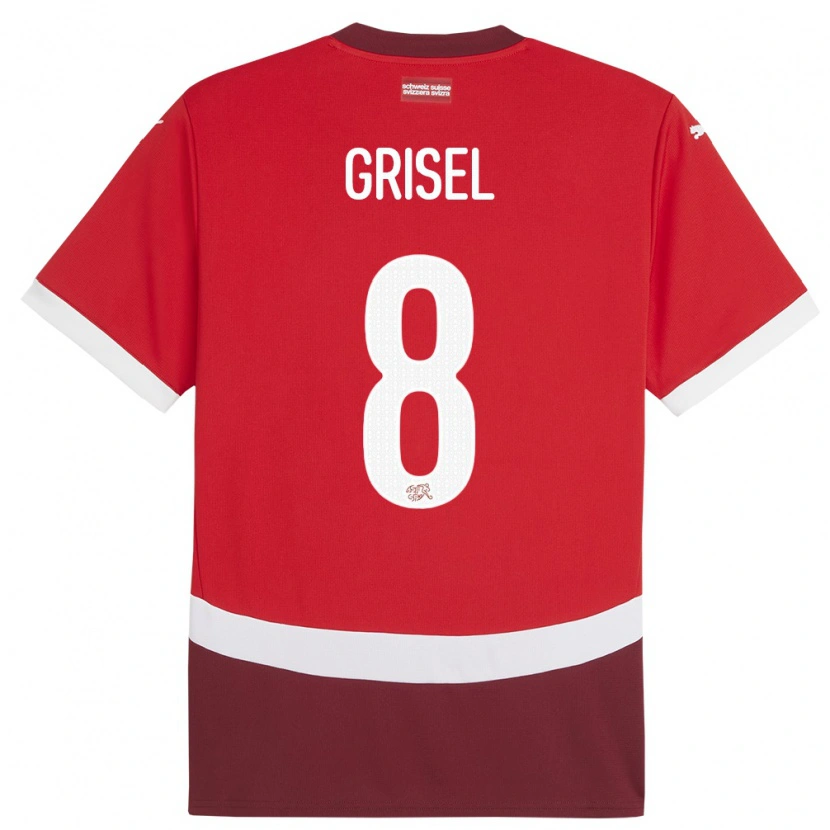 Danxen Herren Schweiz Arno Grisel #8 Rot Heimtrikot Trikot 24-26 T-Shirt Schweiz